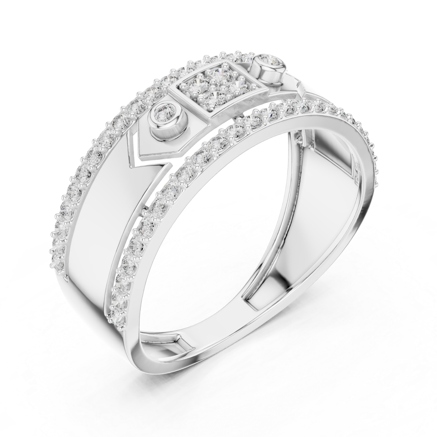 Luxury Diamond Square Center Band Rings | Modern Statement Style