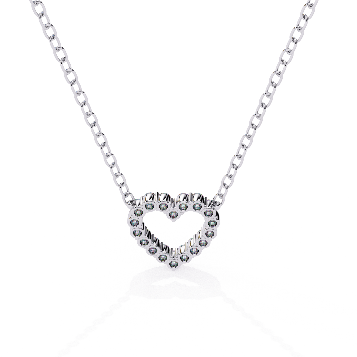 Round Cut Lab Grown Diamond Heart Pendant with Chain