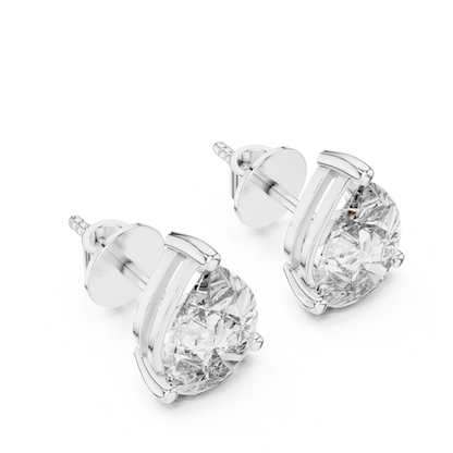 Pear Shape Diamond Stud Earrings | Prong Setting 18K Gold