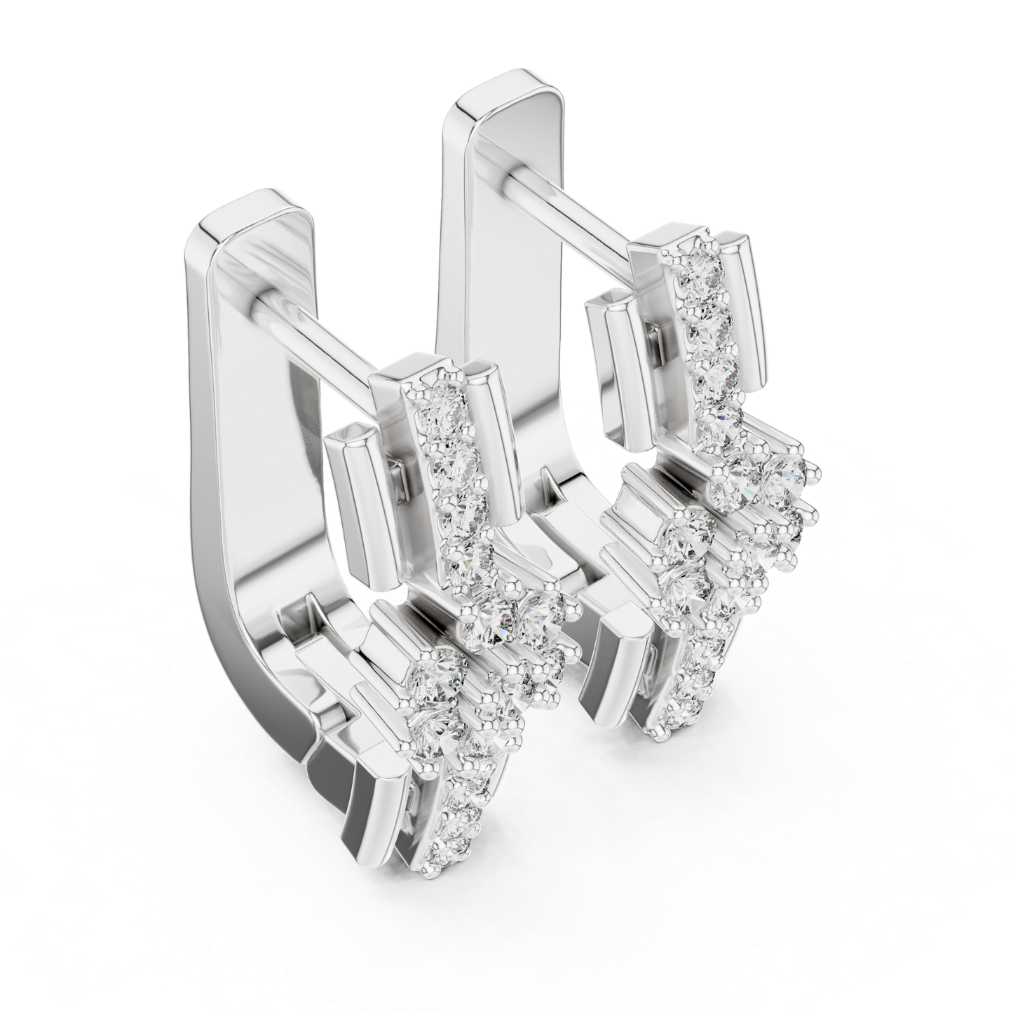 Floral Diamond Hoop Earrings with Round Brilliant Accent | Modern Luxury