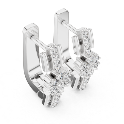 Floral Diamond Hoop Earrings with Round Brilliant Accent | Modern Luxury