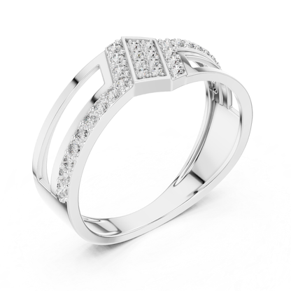 Luxury Geometric Diamond Open Ring | Modern White Gold Style