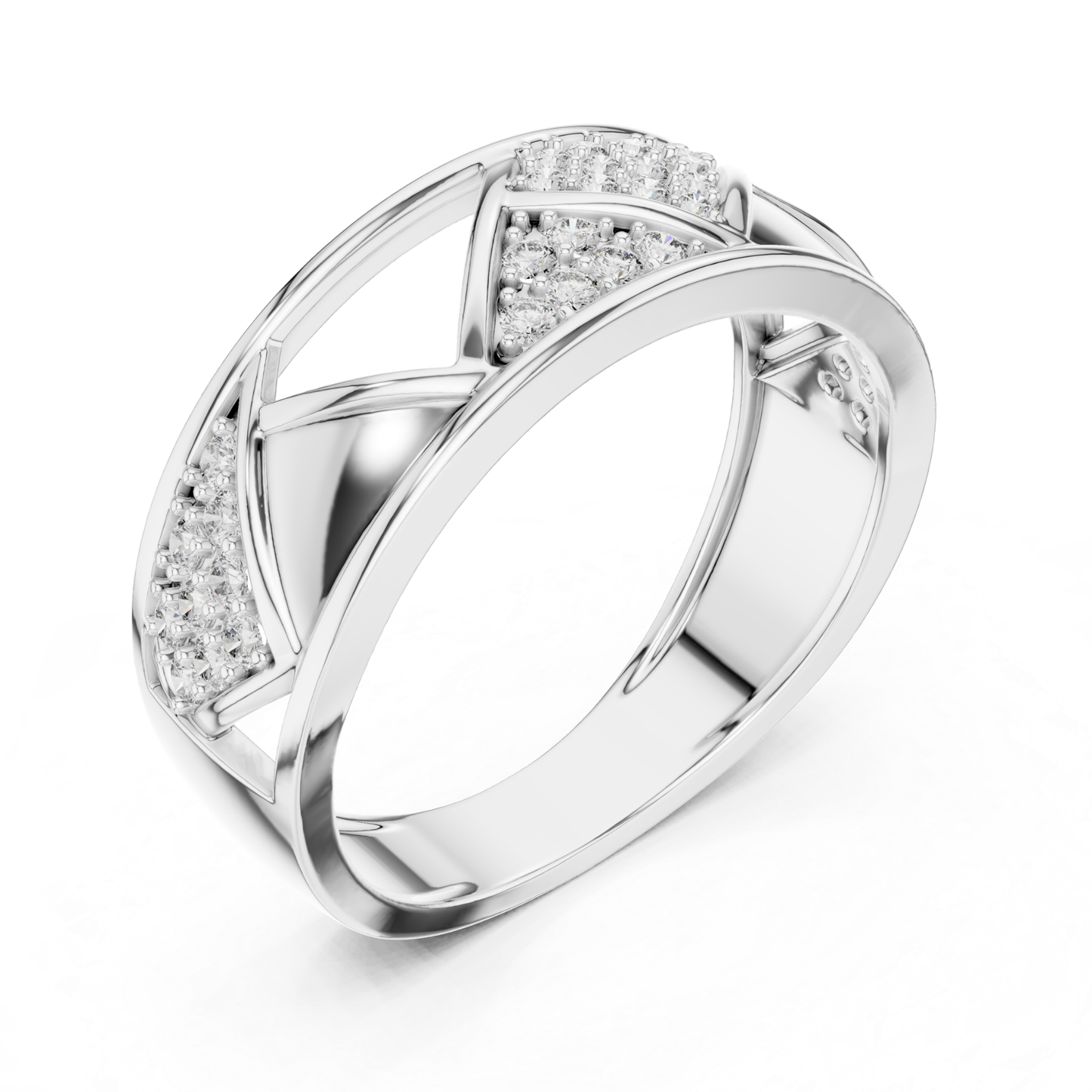 Round Diamond Open Triangle Ring | Modern Luxury Style