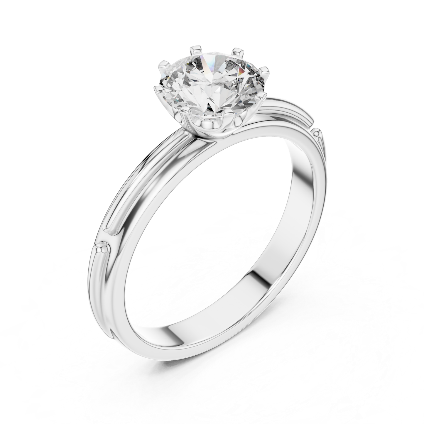 Round Diamond Designer Band Ring | 18K Gold Fine Jewelry