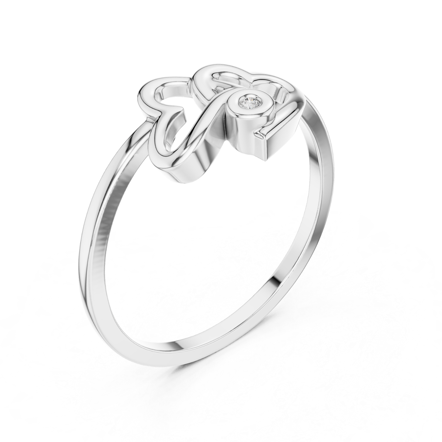 Double Heart Diamond Open Ring | Elegant Love Jewelry Style