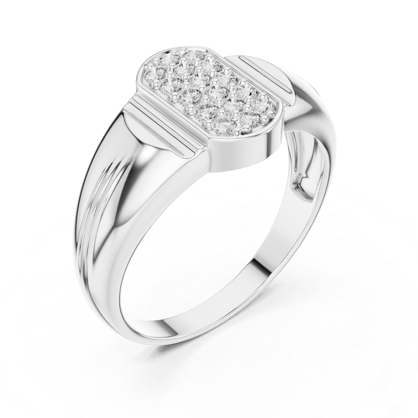 Round Diamond Cluster Signet Ring | Modern Luxury Style