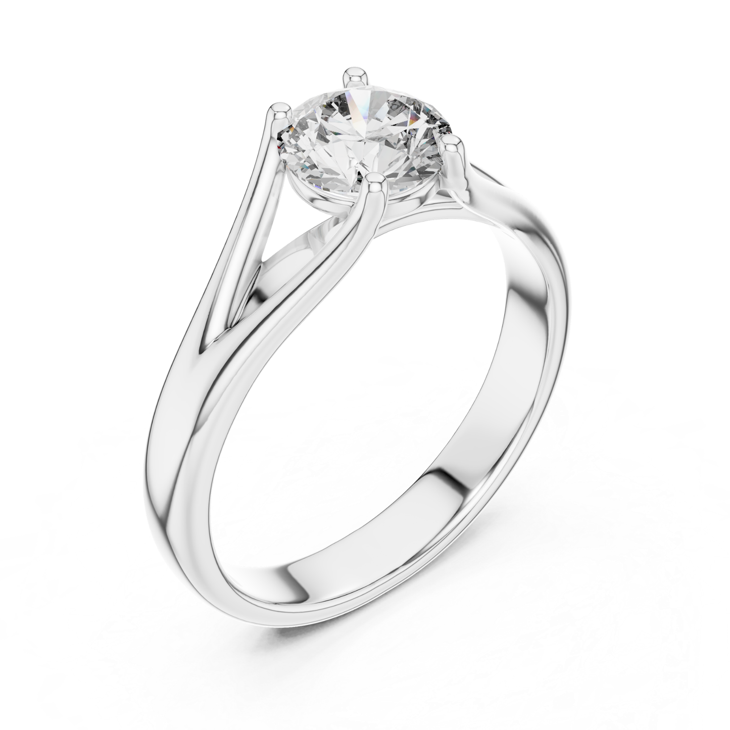 Round Diamond V Shape Band Ring | 18K Gold Fine Jewelry