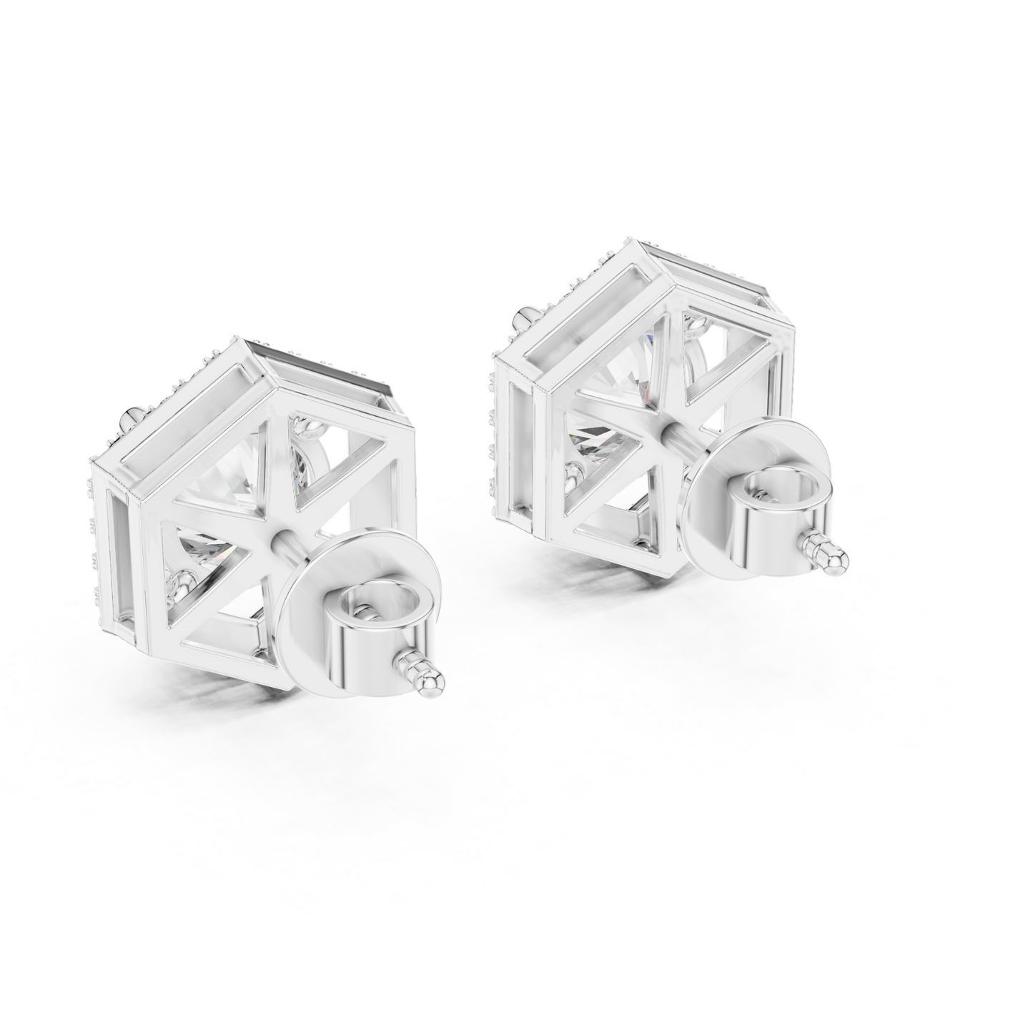 Runde Diamant-Halo-Ohrstecker | Geometrische Brillanz in edlem Gold