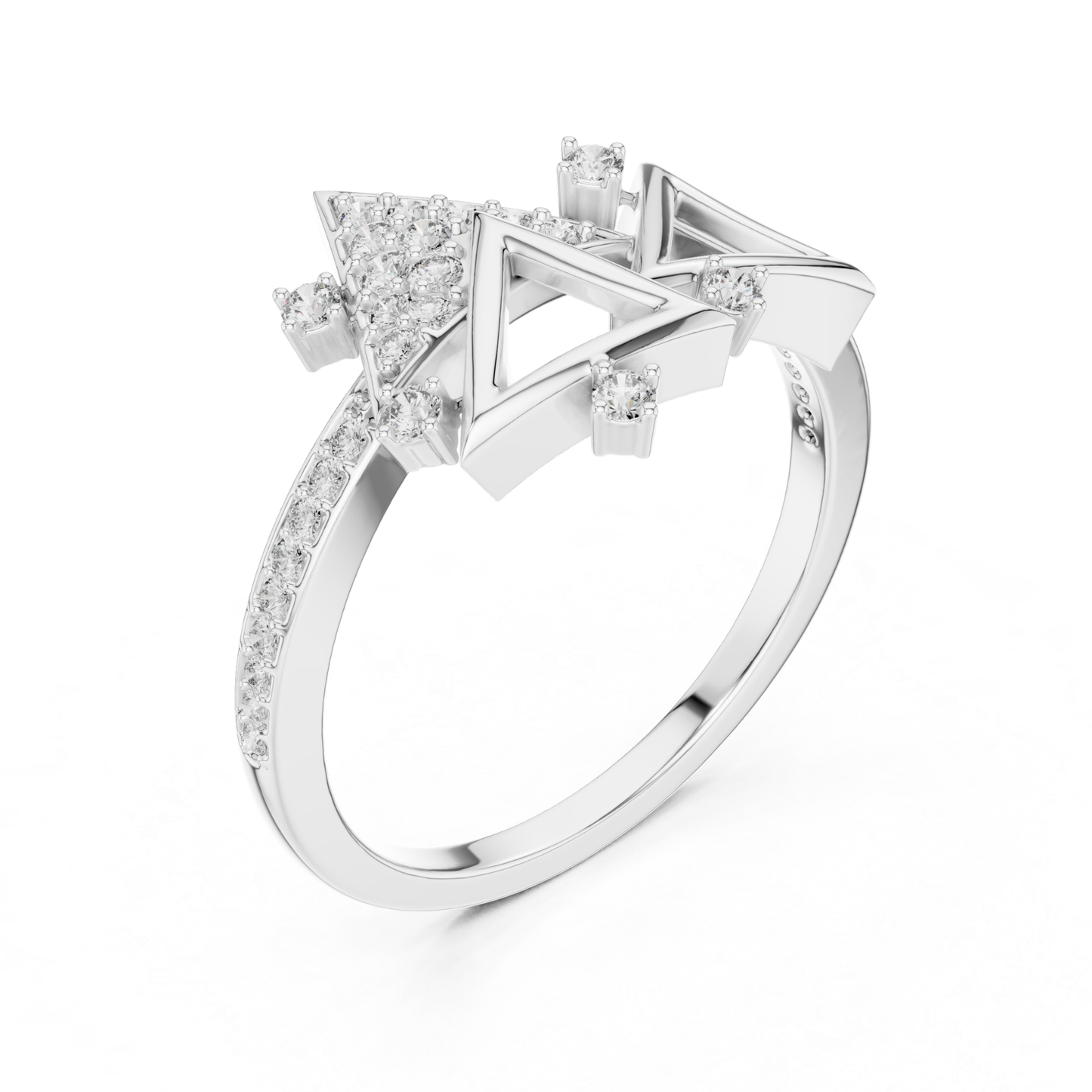 Round Diamond Triangle Open Wrap Ring | Modern Luxury Style