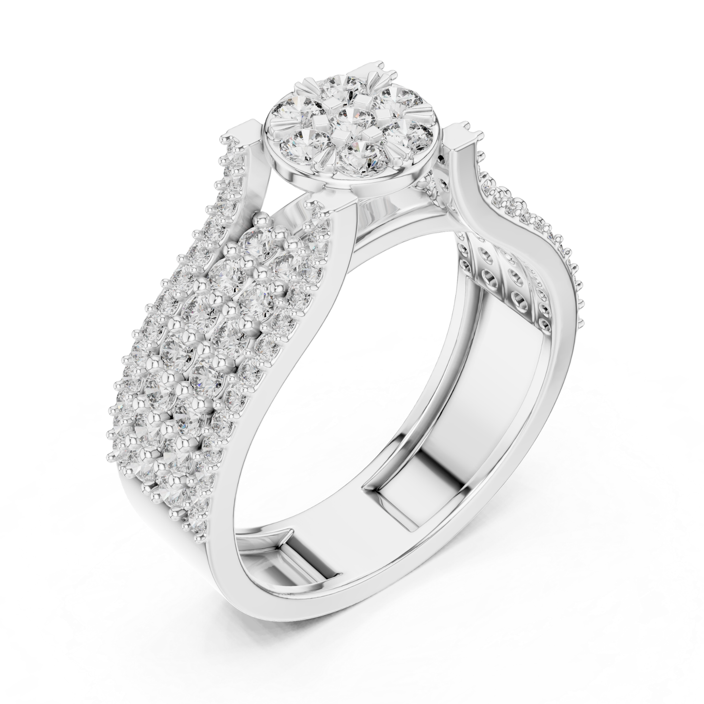 Flower Cluster Diamond Ring | Luxury Pave Gold Ring Style