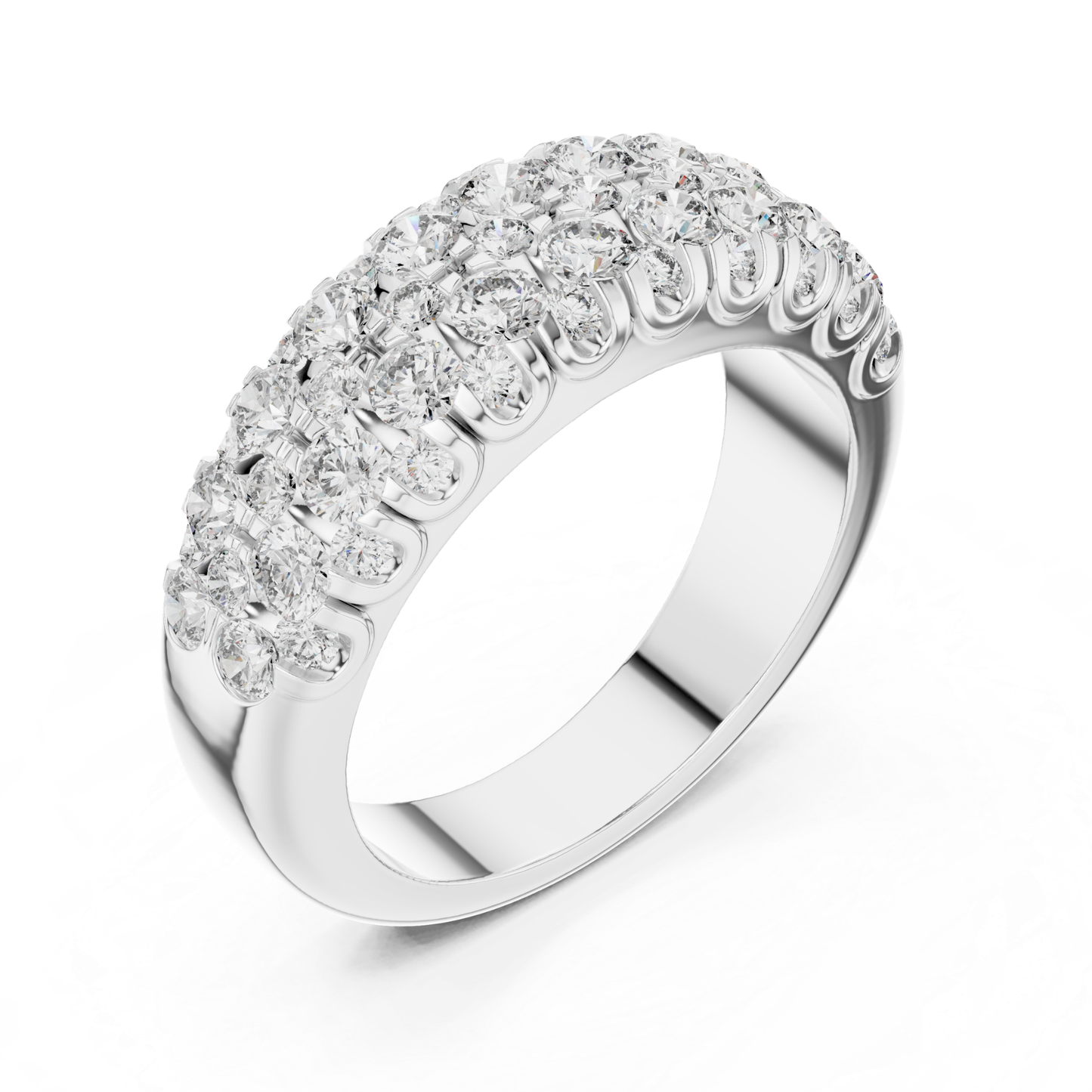 Multi Row Diamond Ring with Round Brilliant Elegance | Timeless Luxury