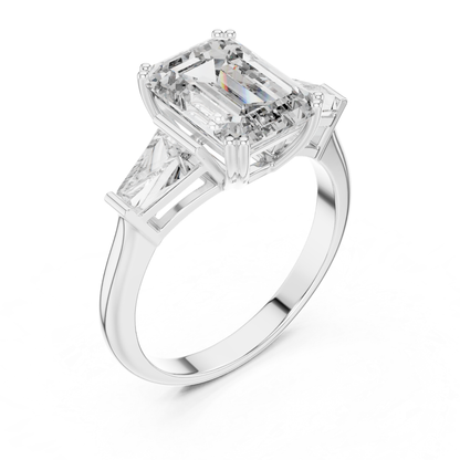 Emerald Cut Diamond Ring with Baguette Side Stones | Step-Cut Legacy