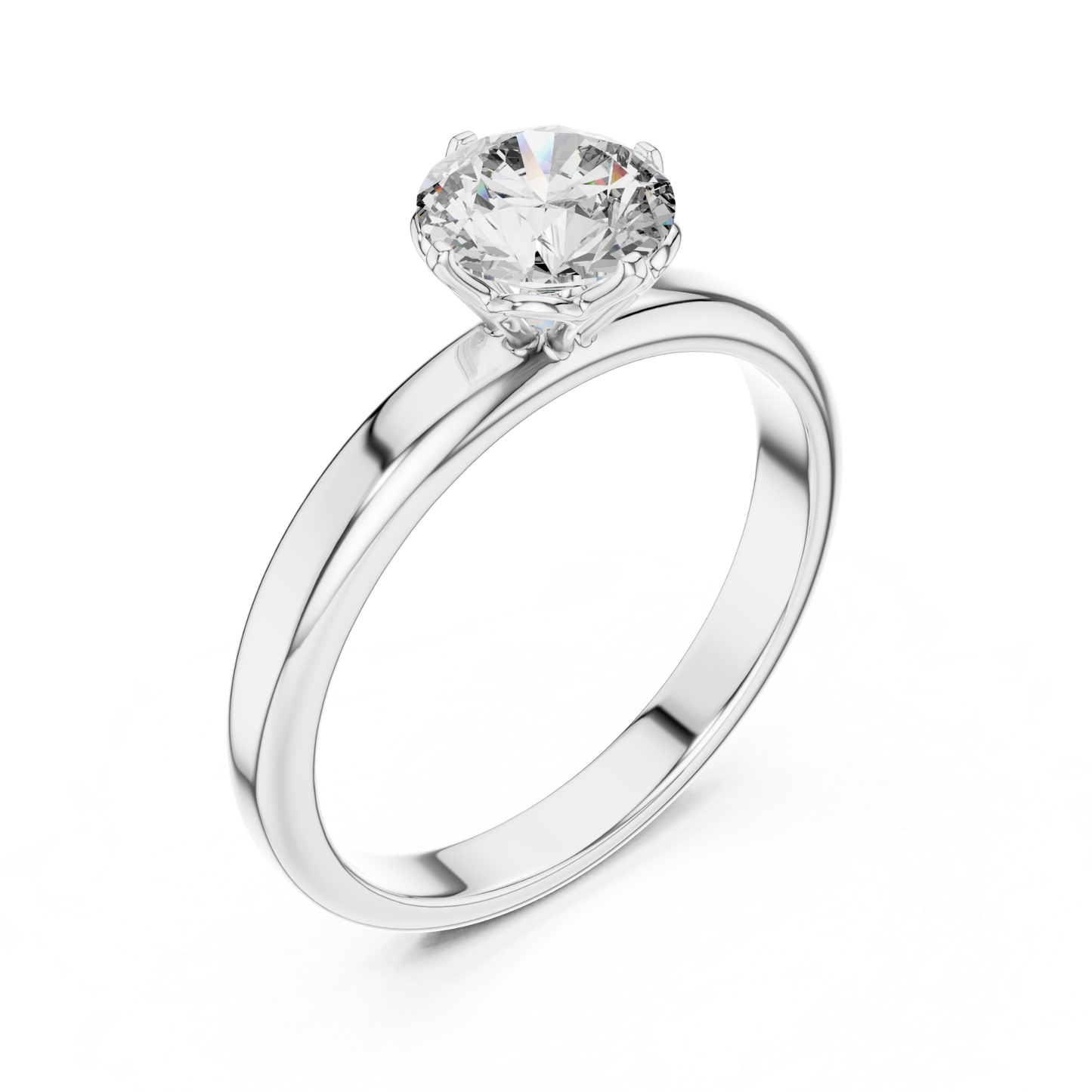 Round Diamond Plain Solitaire Ring | 18K Gold Jewelry