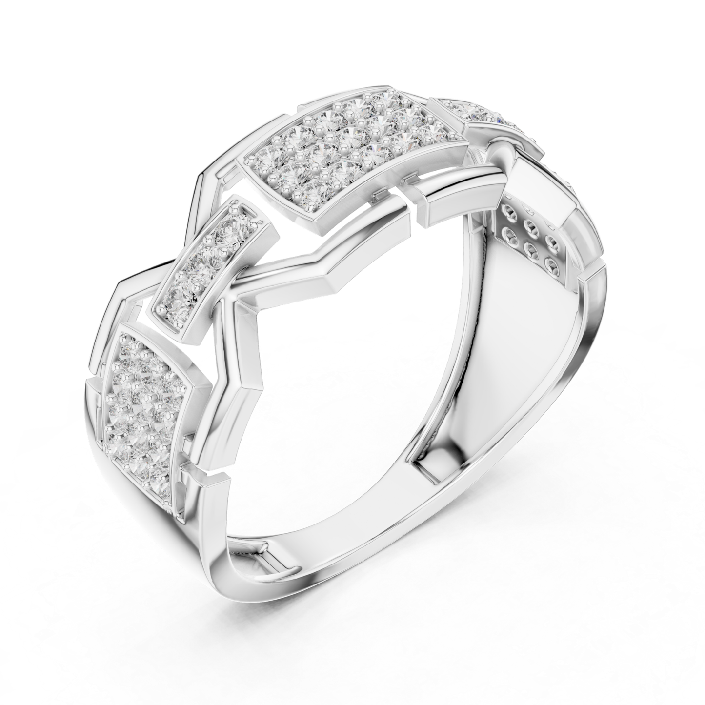 Luxury Diamond Geometric Band Ring | Modern Statement Style