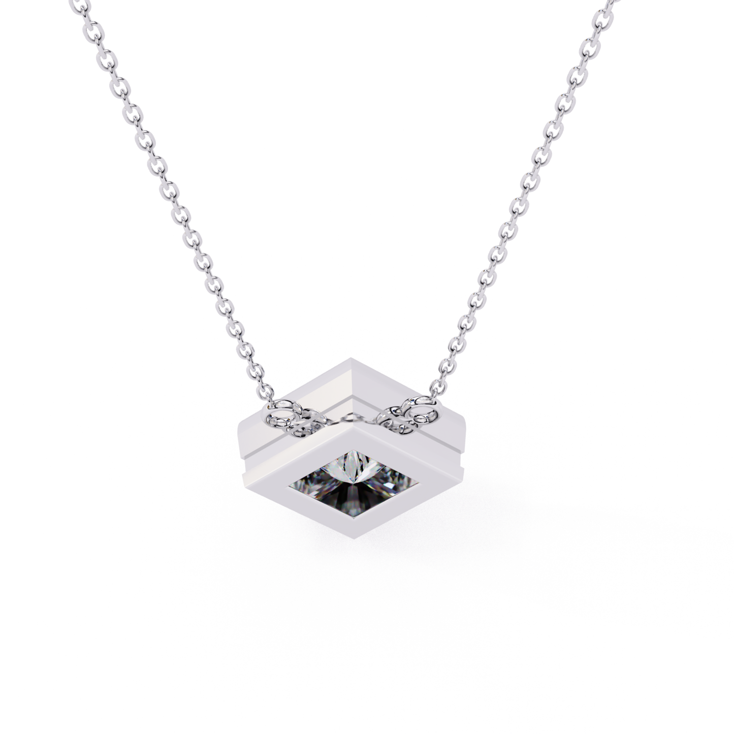 Princess cut Lab Grown Diamond Pendant With Chain