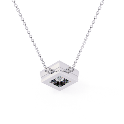 Princess cut Lab Grown Diamond Pendant With Chain