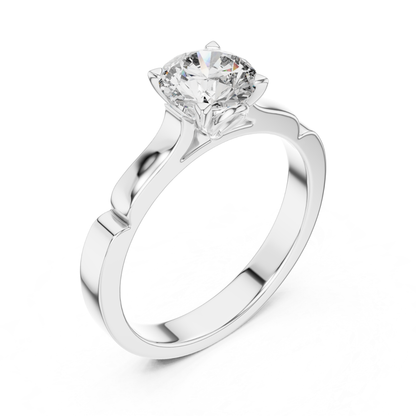 Round Diamond Structured Band Ring | 18K Gold Jewelry