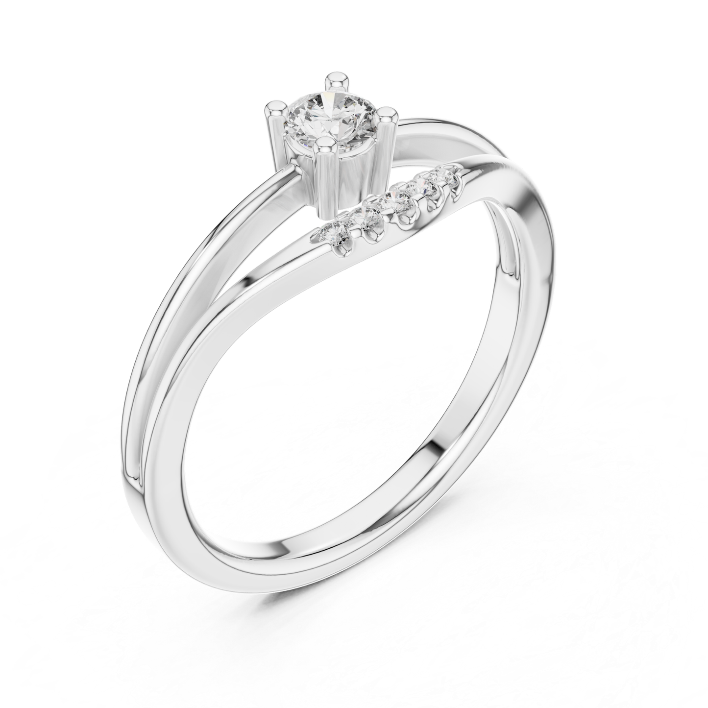 Round Cut Diamond Chevron Ring | Elegant Minimal Luxury Style