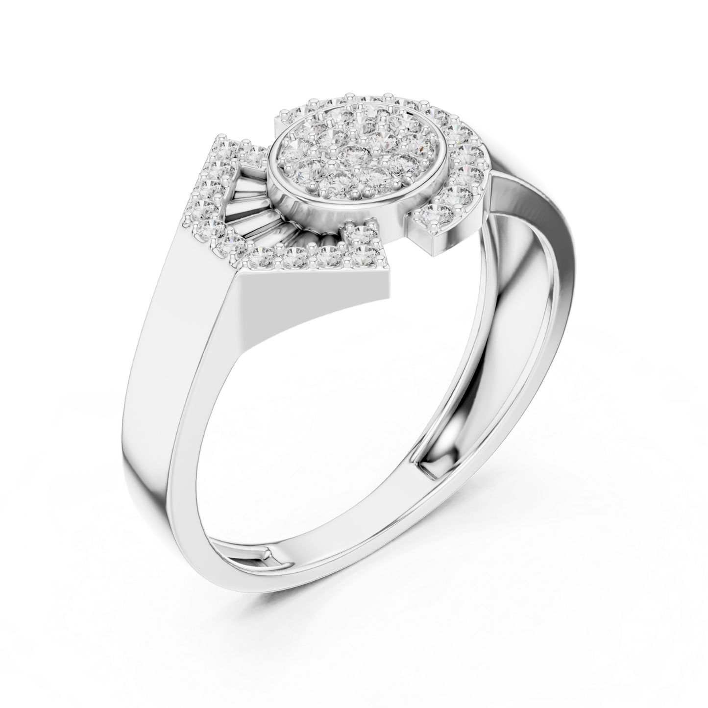 Round Diamond Geometric Statement Ring | Modern Luxury Style