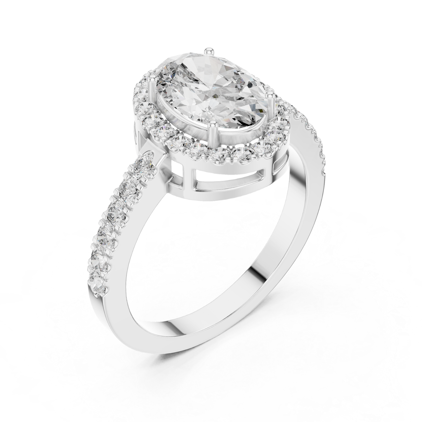 Oval Center Diamond Halo Ring | Crowned in Pure Brilliance