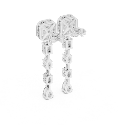 Princess Cut Halo Diamond Drop Earrings | Luxury Statement Style