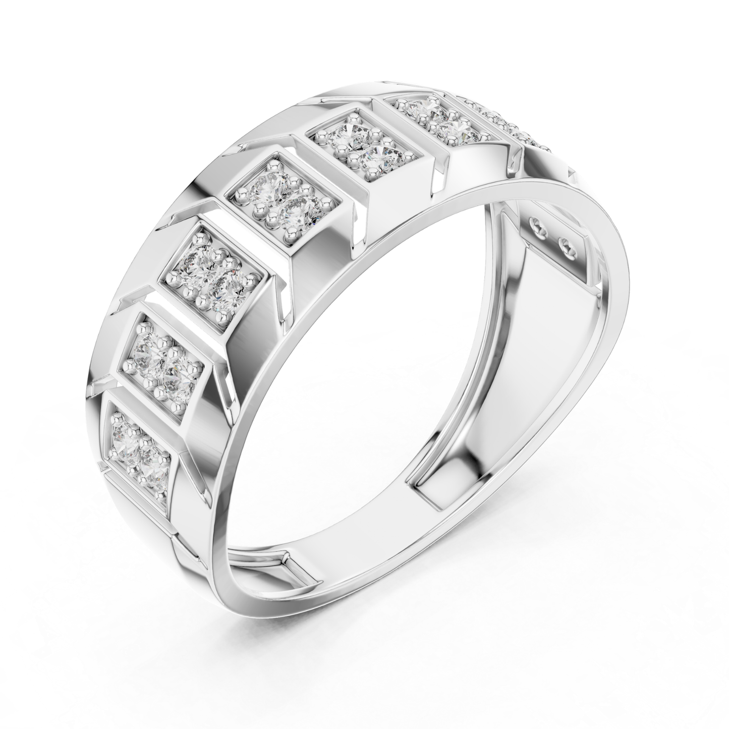 Round Diamond Men's Band | Modern Luxury Wedding Style