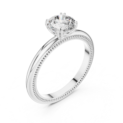 Round Diamond Milgrain Band Ring | 18K Gold Fine Jewelry