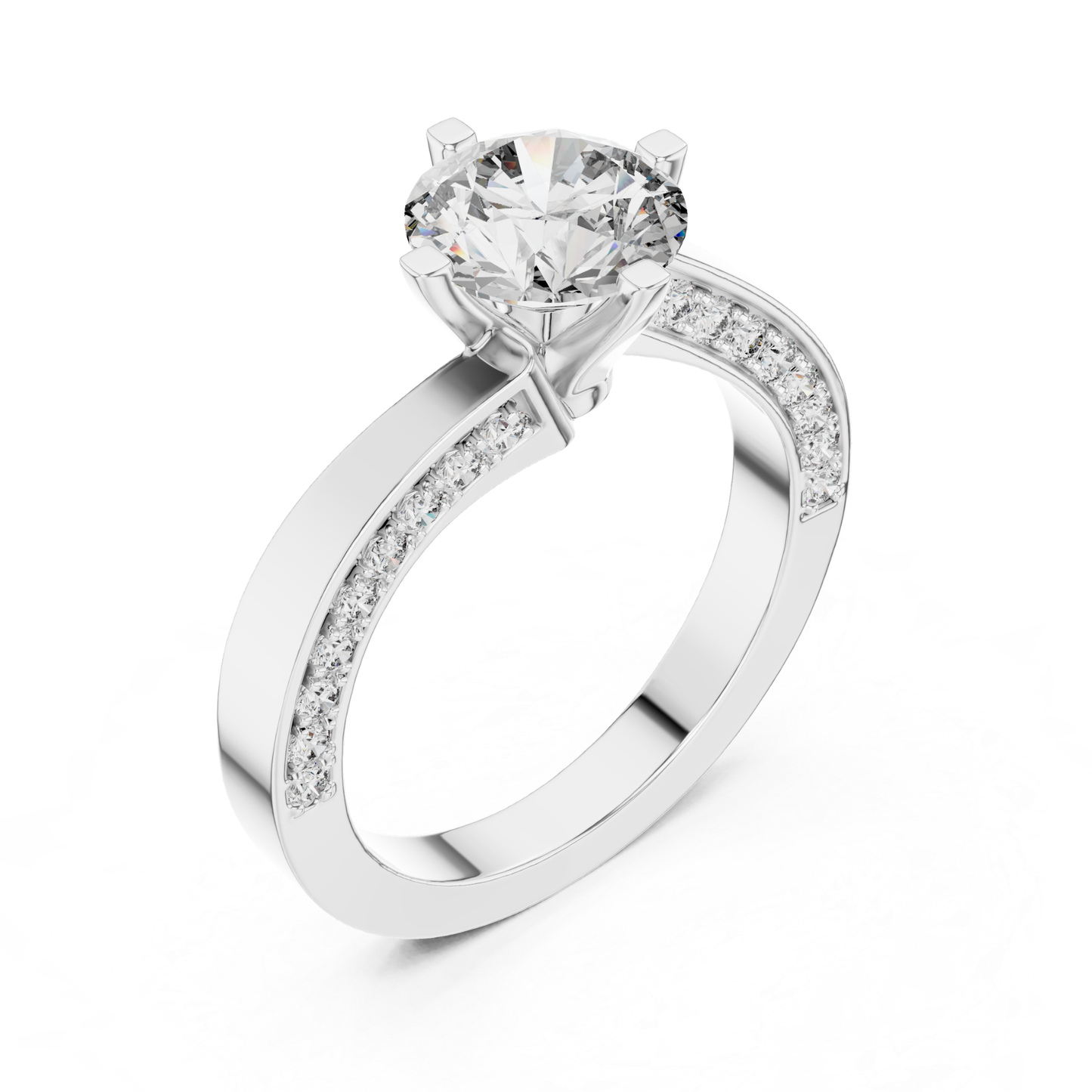 Round Cut Diamond Bypass Engagement Ring | Modern Luxury Style