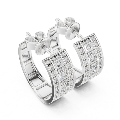 Geometric Diamond Hoop Earrings with Round Brilliant Details | Modern Luxe