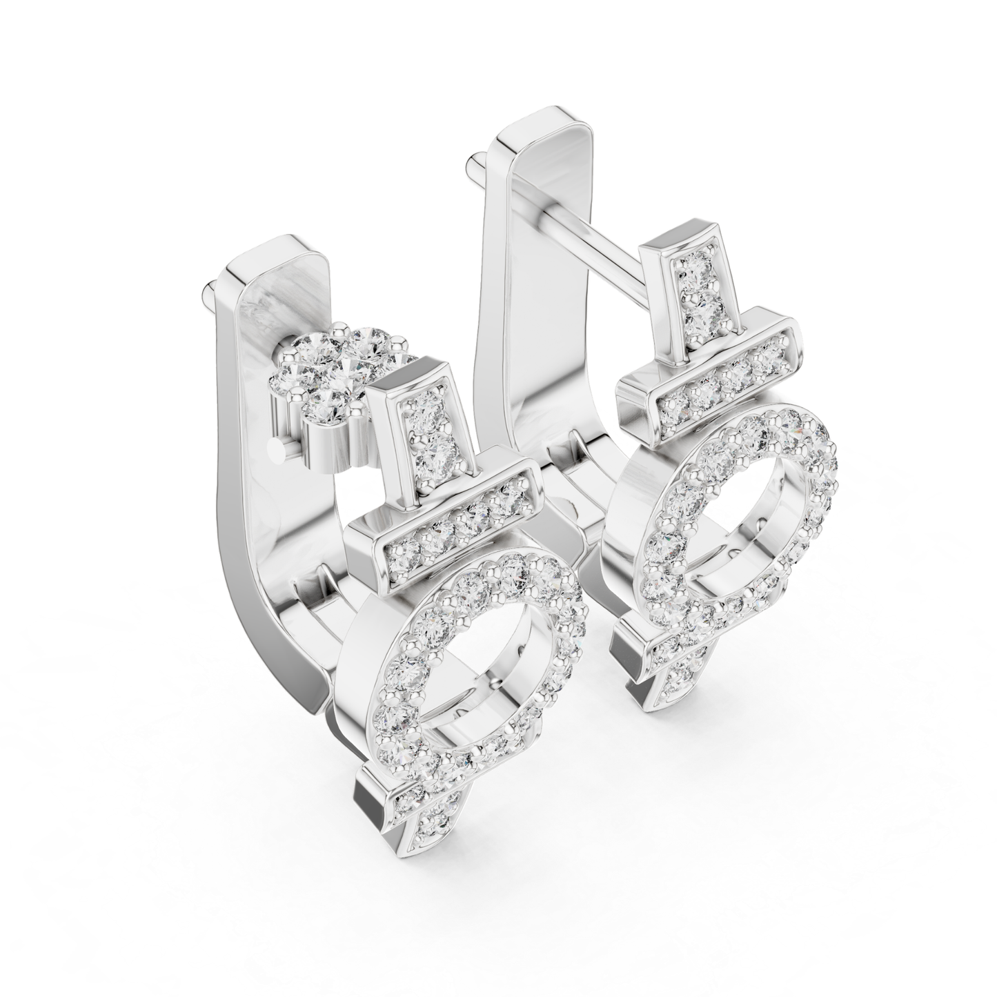 Geometric Circle Diamond Drop Earrings | Modern Gold Luxury