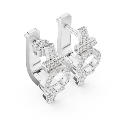 Geometric Circle Diamond Drop Earrings | Modern Gold Luxury
