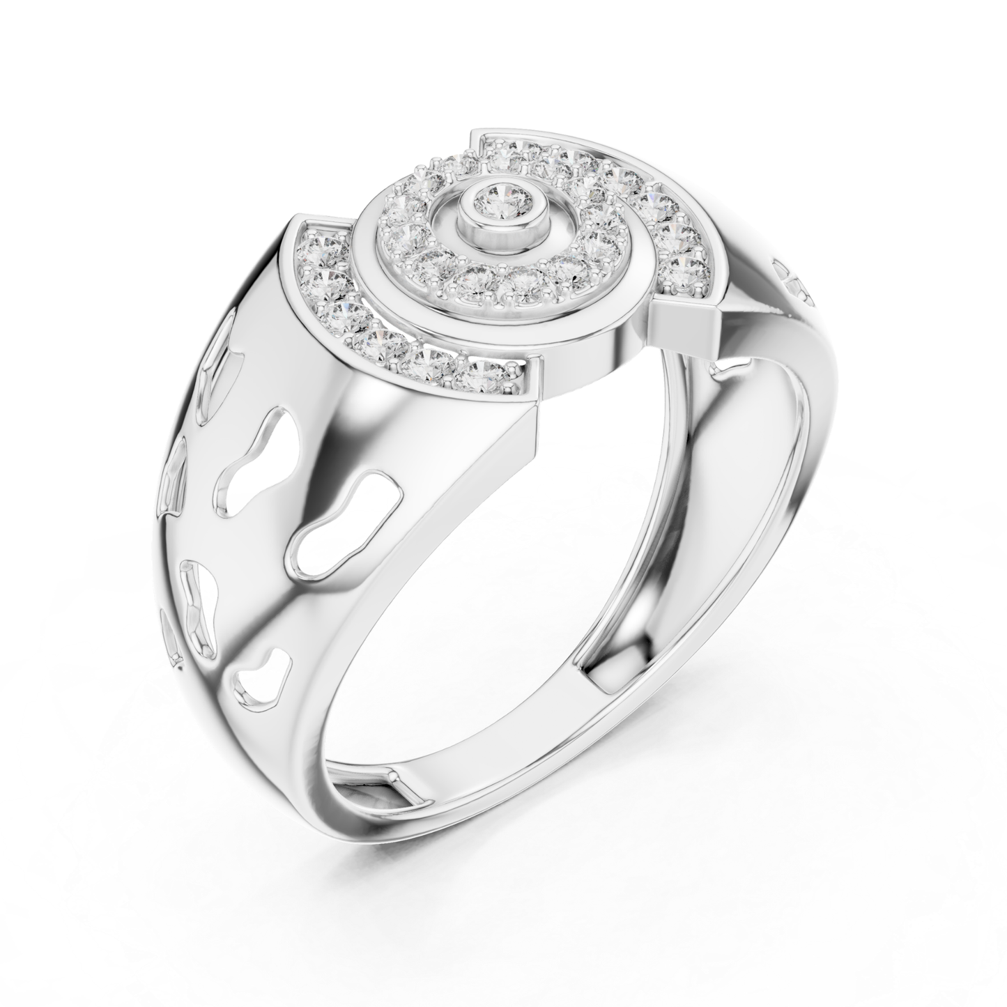 Luxury Diamond Circle Statement Rings | Modern White Gold Style