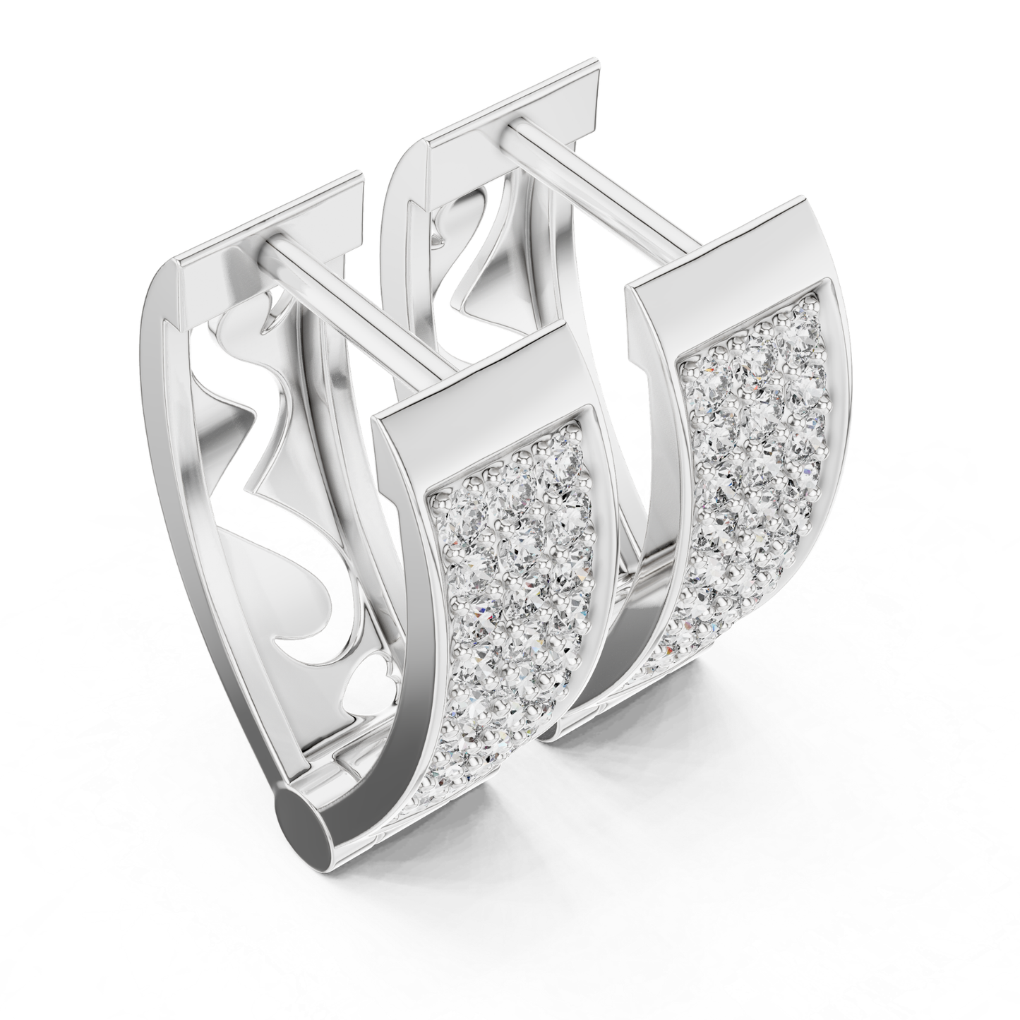 Rectangular Pave Diamond Hoop Earrings | Modern Luxe Brilliance