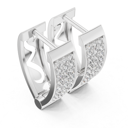 Rectangular Pave Diamond Hoop Earrings | Modern Luxe Brilliance