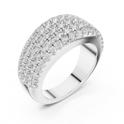 Luxury Multi Row Diamond Ring | Round Brilliant Sparkle