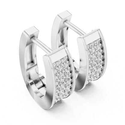 Rectangular Diamond Hoop Earrings with Multi Row Brilliance | Modern Radiance