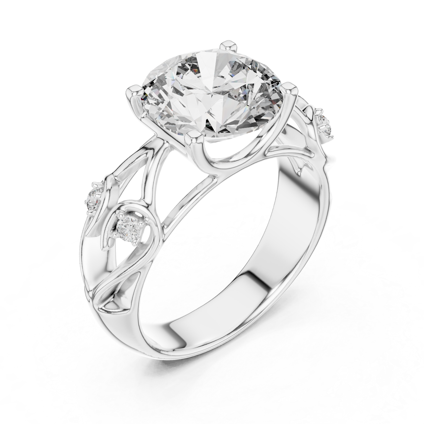 Round Cut Diamond Ring with Detailed Band | Every Detail Shines
