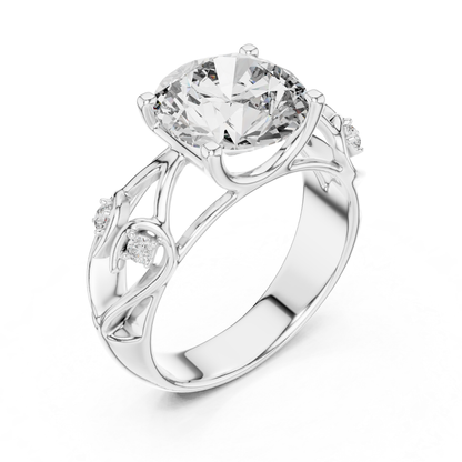 Round Cut Diamond Ring with Detailed Band | Every Detail Shines
