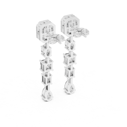 Emerald Cut Multi Shape Diamond Drop Earrings | Luxury Statement Style