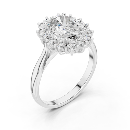 Oval Cut Halo Diamond Rings | Luxury Yellow Gold Statement Style