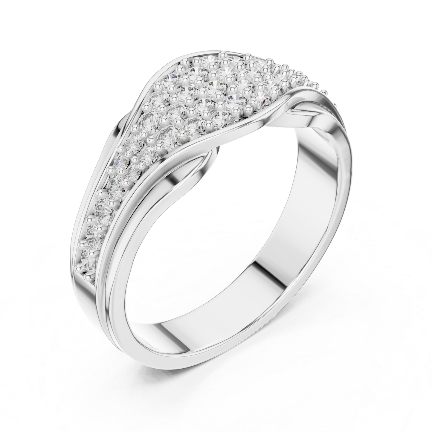 Round Diamond Cluster Wave Band | Elegant Luxury Style