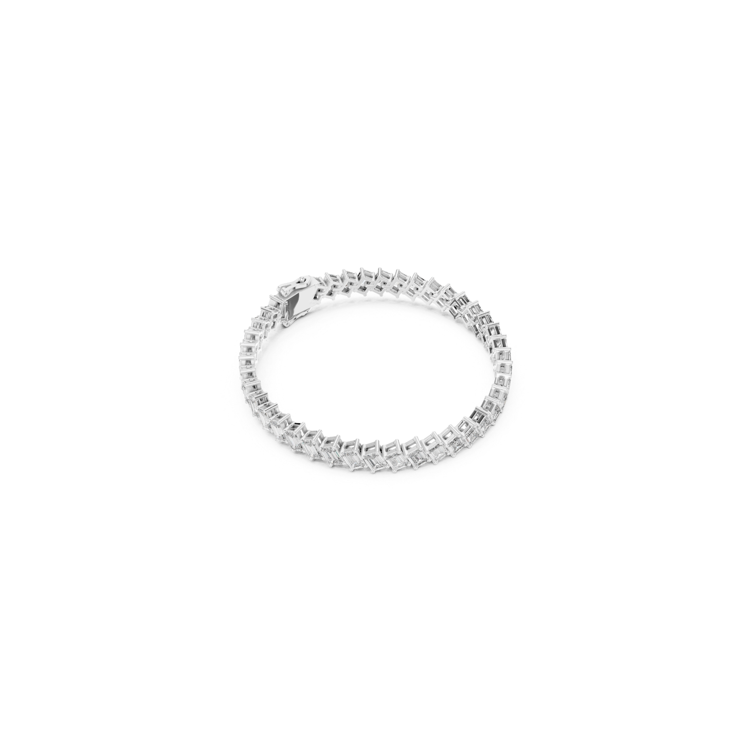 Emerald Cut Diamond Tennis Bracelet | Luxury White Gold Style