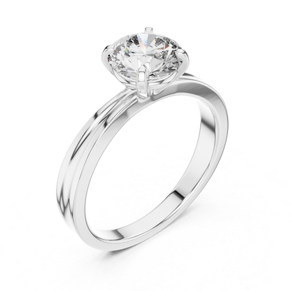 Round Diamond Solitaire Band Ring | 18K Gold Jewelry