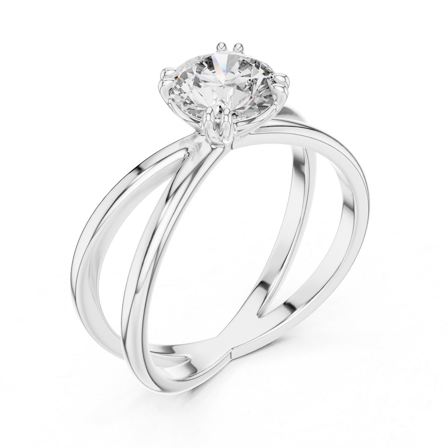 Round Diamond Criss Cross Band Ring | Where Brilliance Intertwines