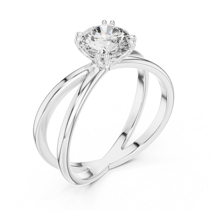 Round Diamond Criss Cross Band Ring | Where Brilliance Intertwines