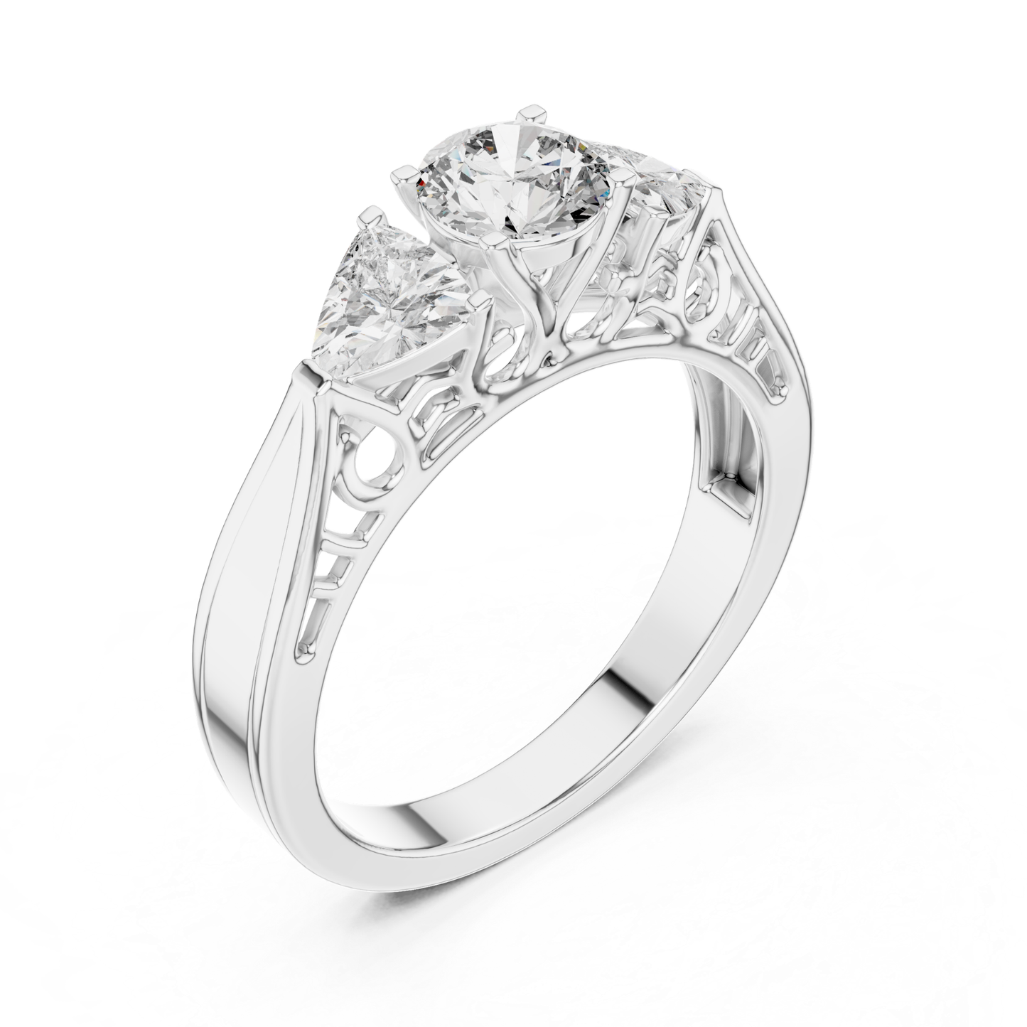 Runder Diamant-Ring mit drei Steinen | Drei Steine, eine Liebe