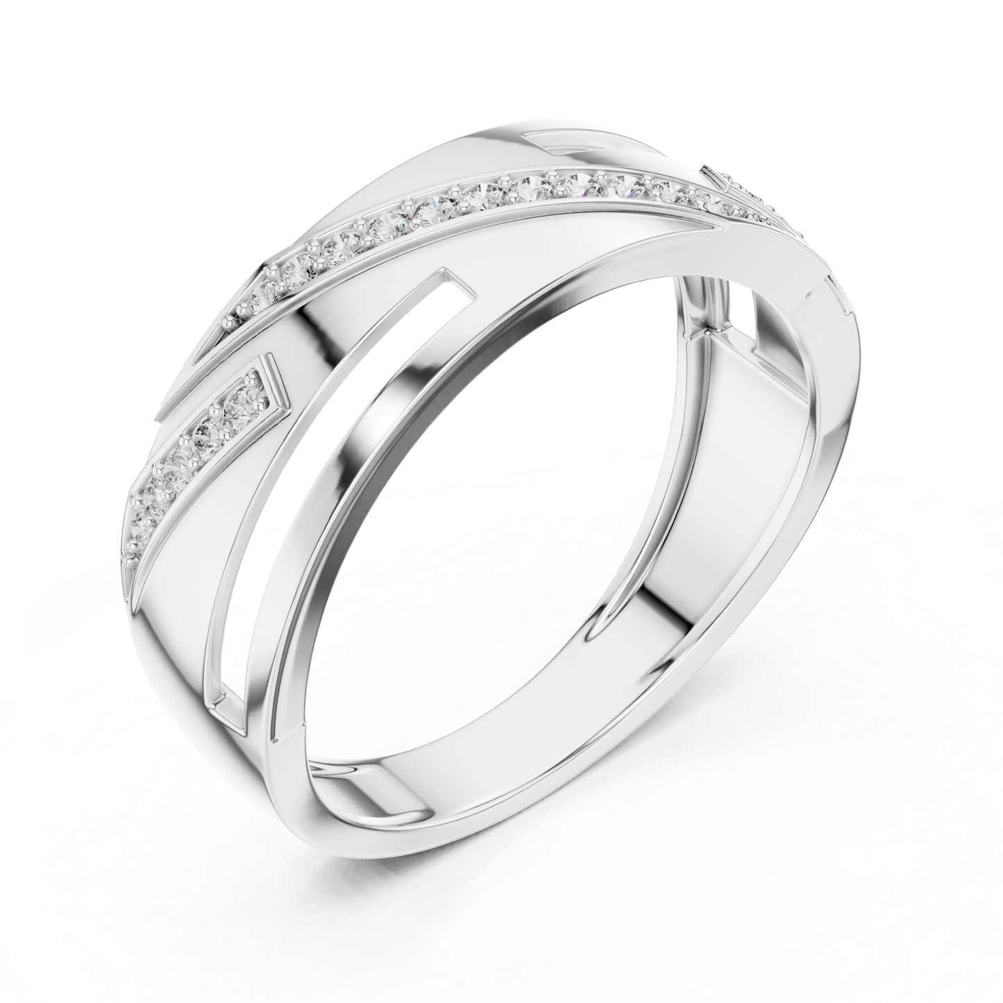Luxury Geometric Diamond Wedding Band | Modern Wide Style