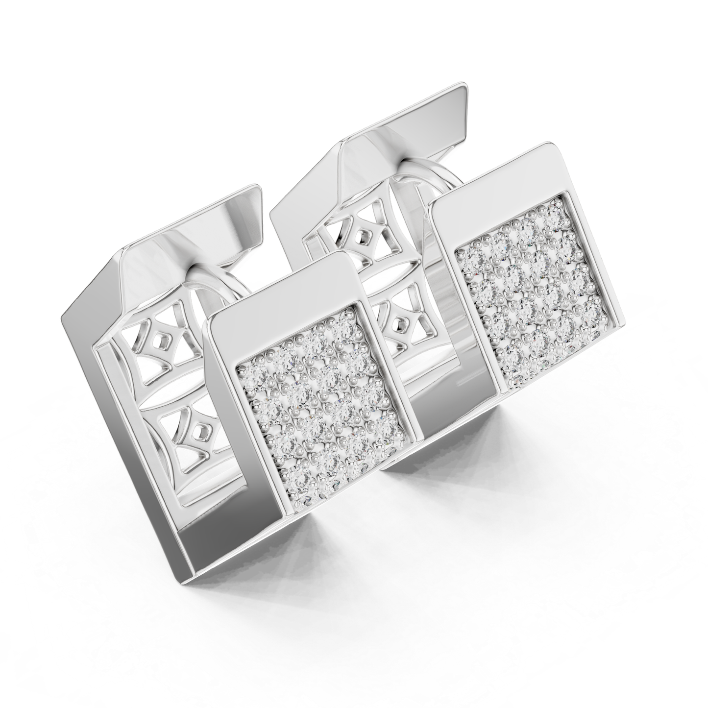 Rectangular Diamond Hoop Earrings with Multi Row Brilliance | Modern Radiance