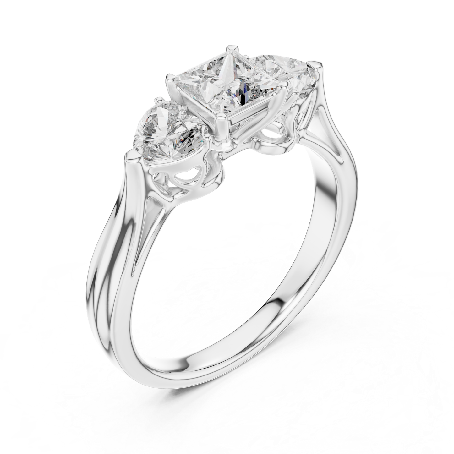 Princess Center Three Diamond Band Ring | Reign in Brilliance
