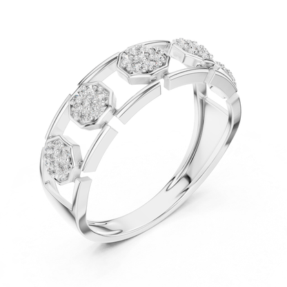 Octagon Shape Round Diamond Band | Modern Luxury Jewelry Style